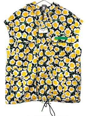 Diane Von Furstenberg x Target NWT Yellow Floral Windbreaker Zip Up Hooded Vest